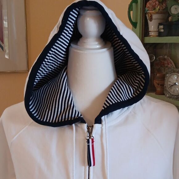 Norton Studio White Nautical Hooded  Sweatshirt - Picture 2 of 11